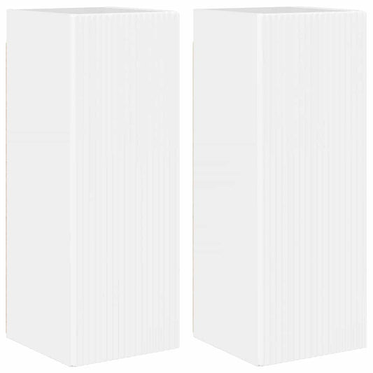 TV Wall Cabinet 2 pcs Gloss White Engineered Wood