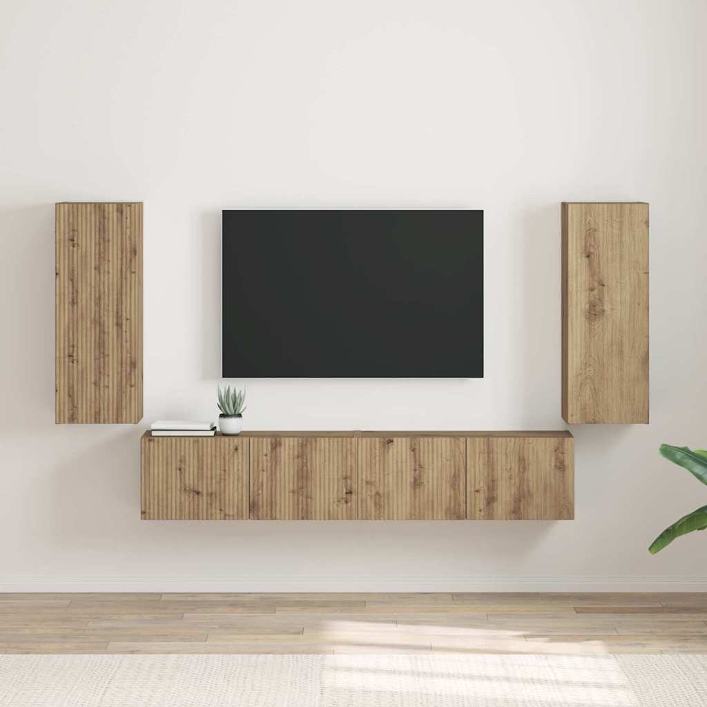 TV Wall Cabinet 2 pcs Artisian Oak Engineered Wood