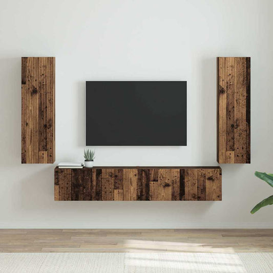 TV Wall Cabinet 2 pcs Old Wood Engineered Wood
