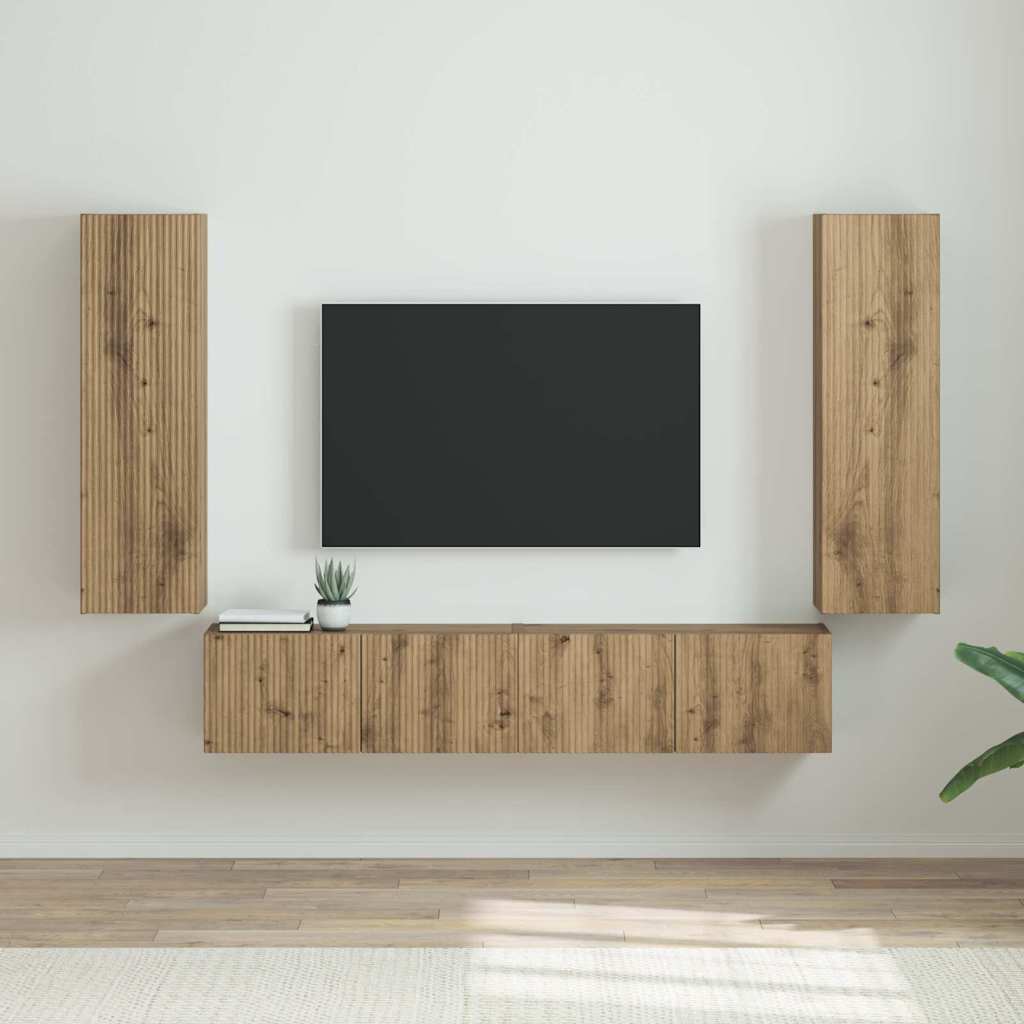 TV Wall Cabinet 2 pcs Artisian Oak Engineered Wood