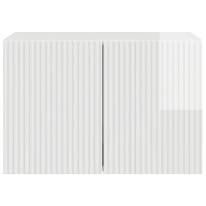 TV Wall Cabinet Wall-mounted High Gloss White 59.5 x 31 x 40 cm