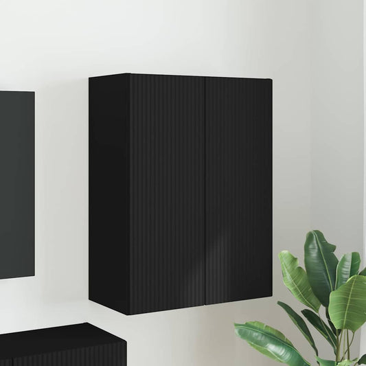 TV Wall Cabinet 59.5 x 31 x 80 cm Black Engineered Wood
