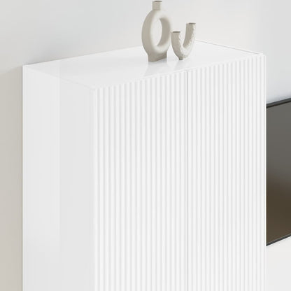 TV Wall Cabinet Wall-mounted High Gloss White 59.5 x 31 x 80 cm