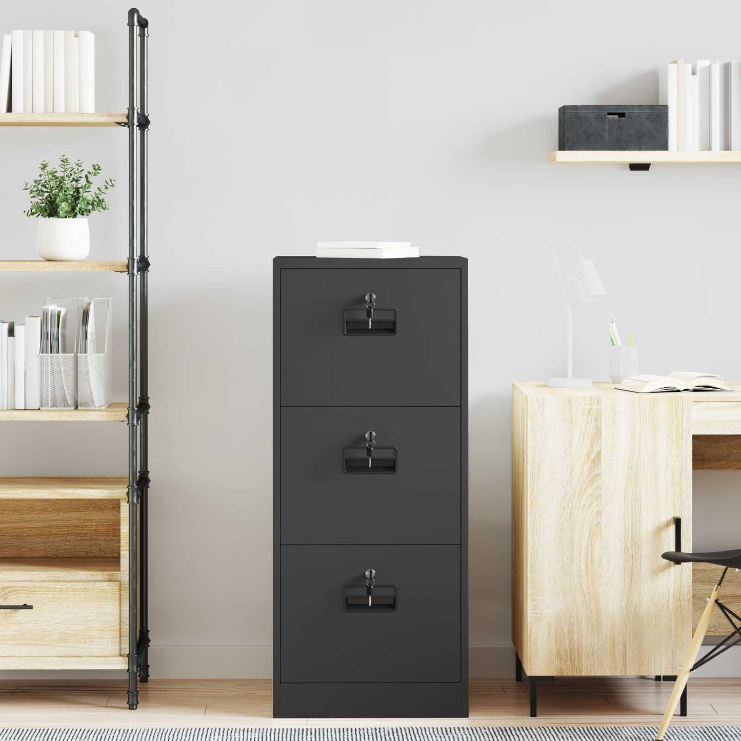 File Cabinet Black 45.5 x 42 x 106.5 cm Cold-Rolled Steel