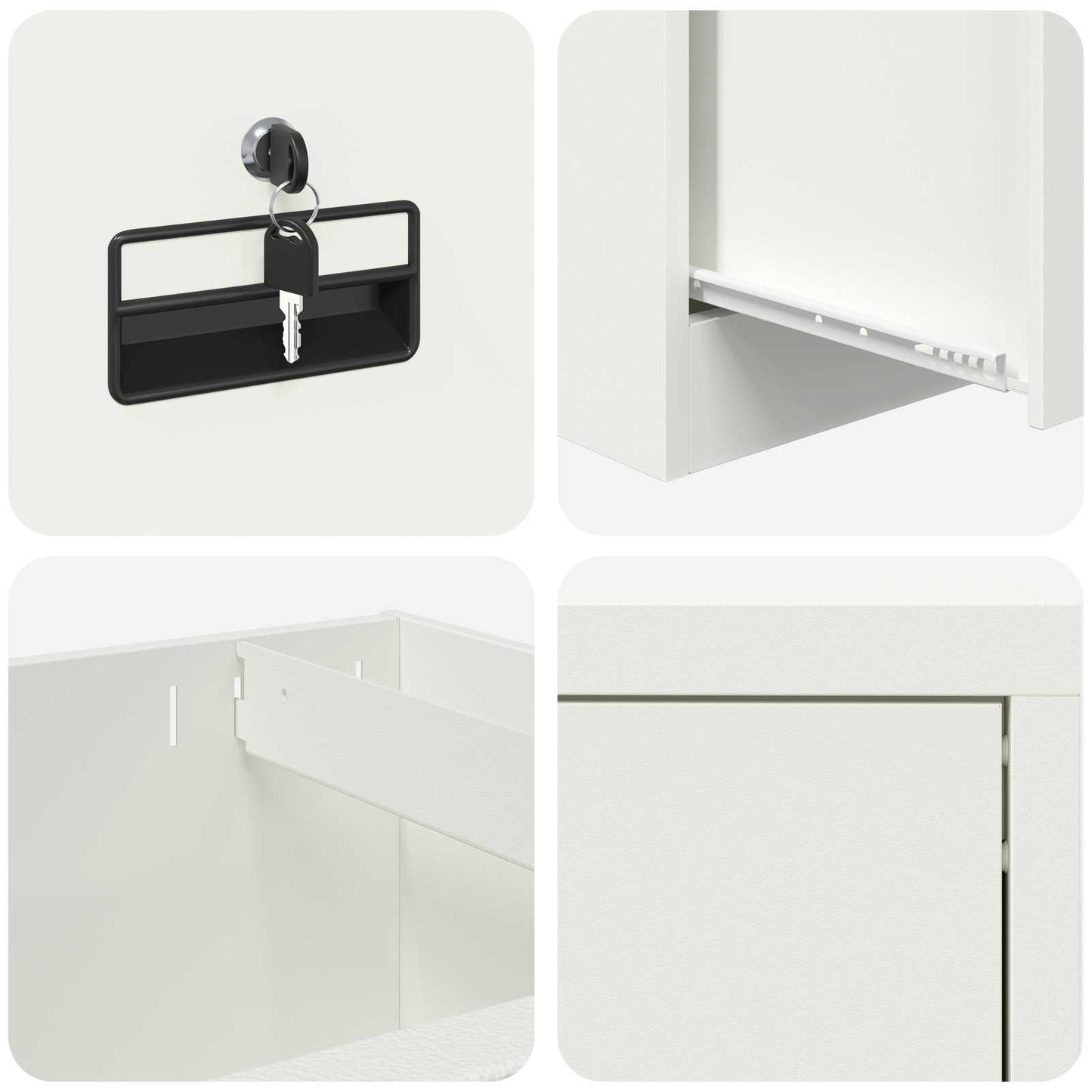 File Cabinet White 45.5 x 42 x 106.5 cm Cold-Rolled Steel