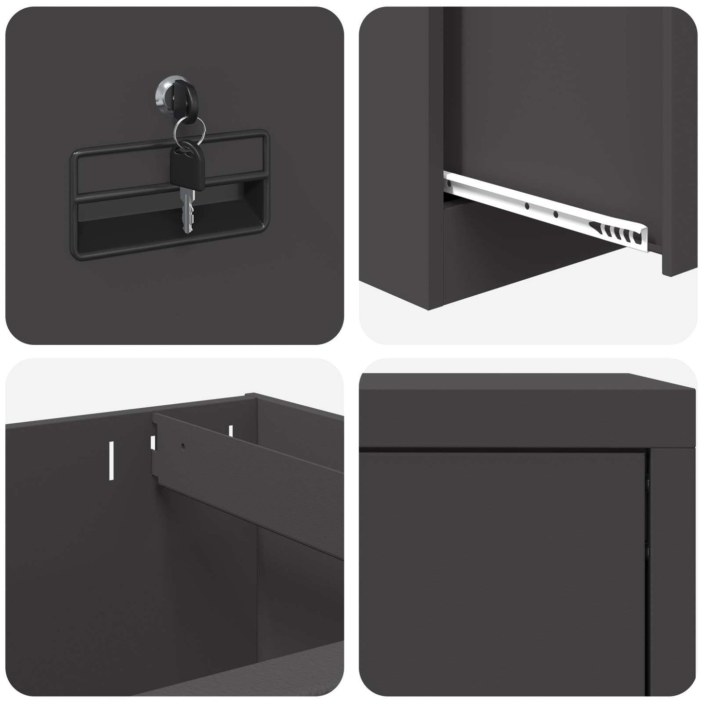 File Cabinet Black 45.5 x 42 x 139 cm Cold-Rolled Steel