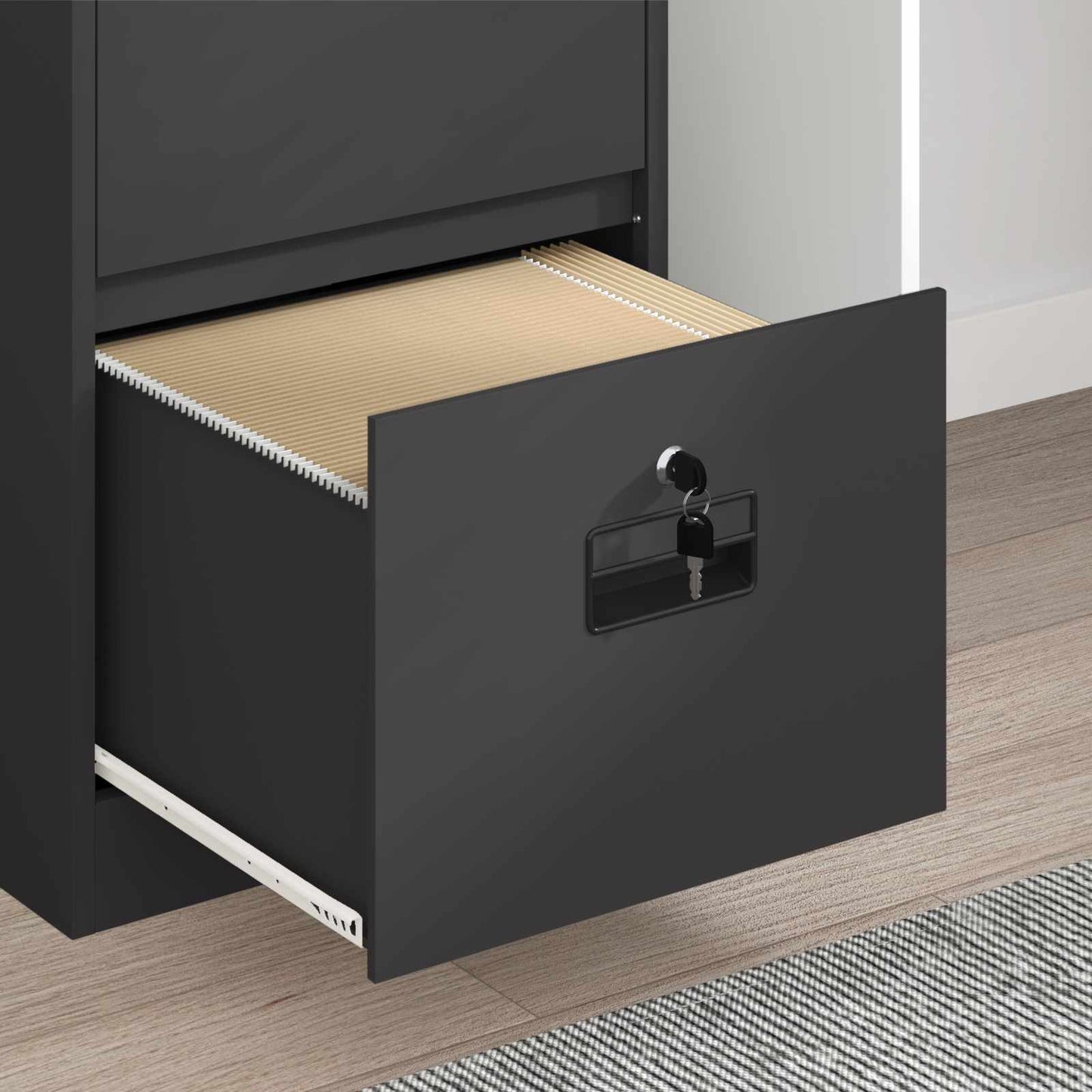 File Cabinet Black 45.5 x 42 x 139 cm Cold-Rolled Steel