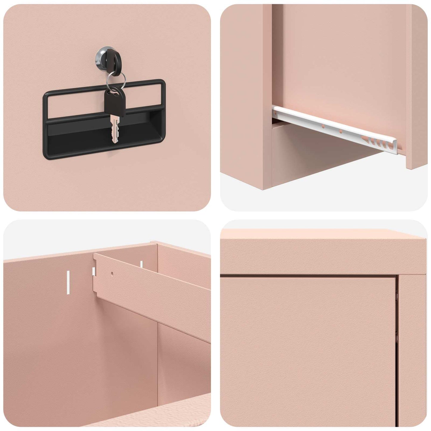 File Cabinet Pink 45.5 x 42 x 139 cm Cold-Rolled Steel
