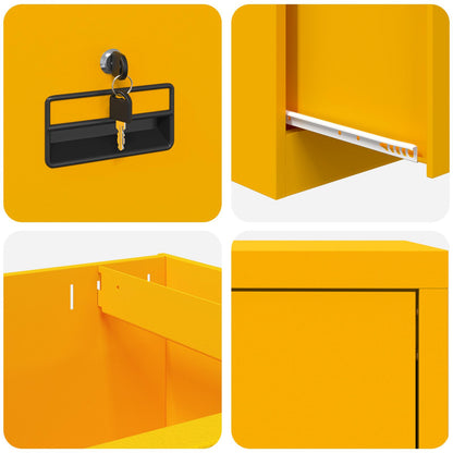 File Cabinet with Drawer Mustard Yellow 45.5 x 42 x 139 cm