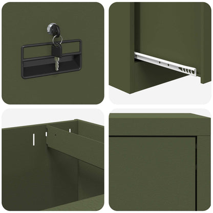 File Cabinet Olive Green 45.5 x 42 x 139 cm Cold-Rolled Steel
