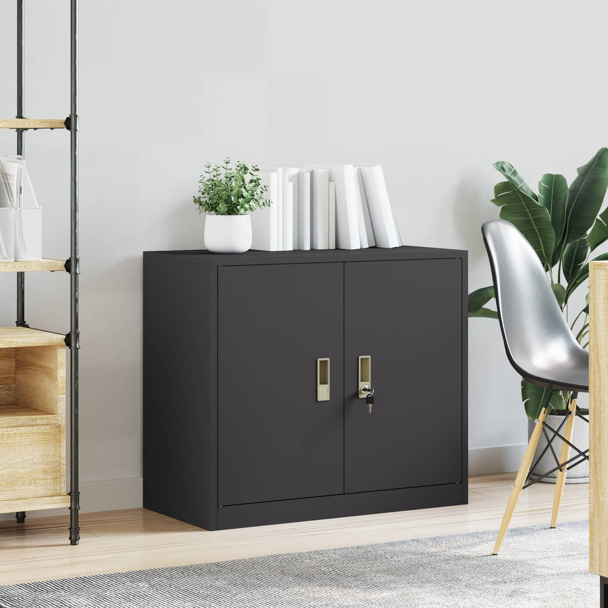 Storage Cabinet Black 80 x 40 x 70 cm Steel