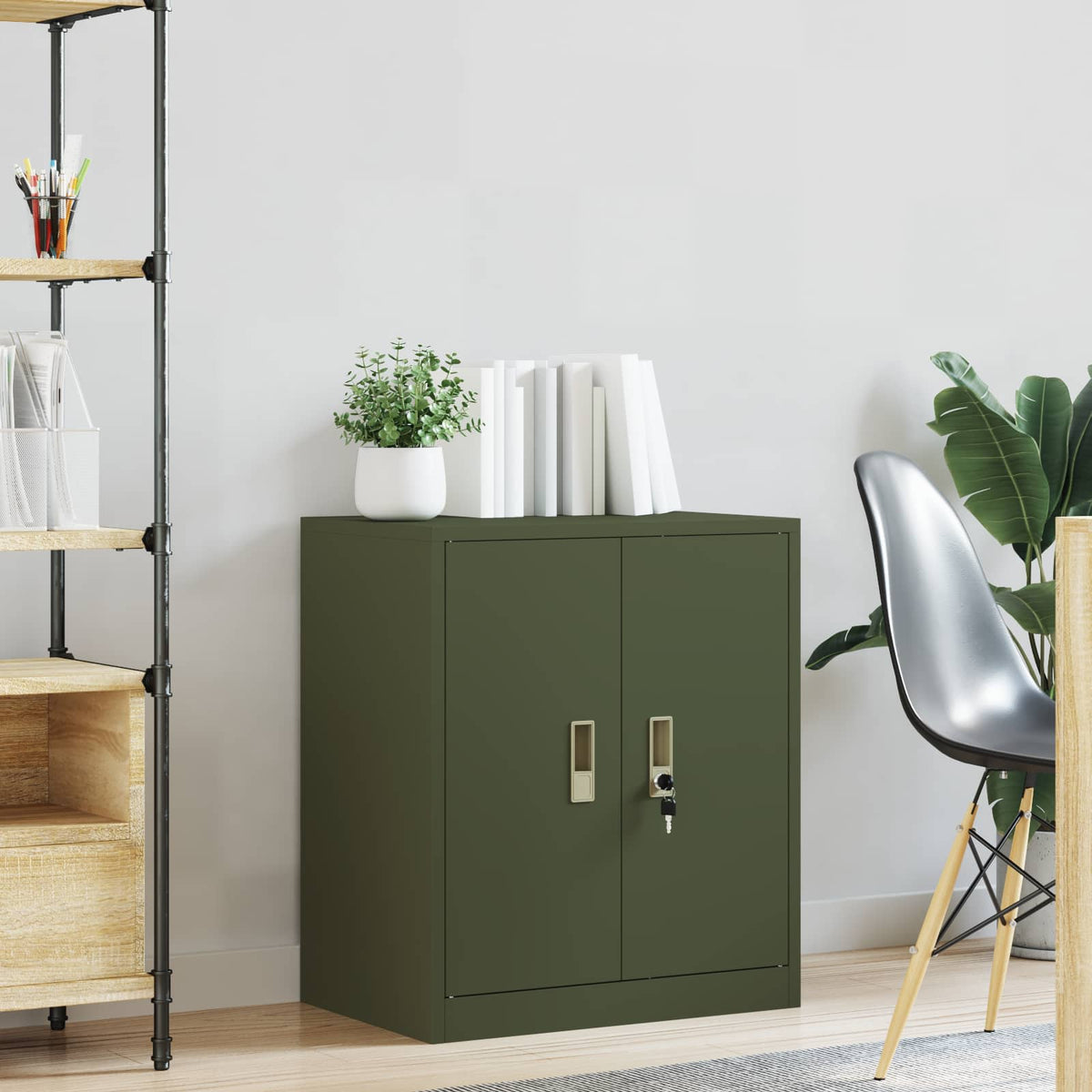 Storage Cabinet Olive Green 60 x 40 x 70 cm Steel