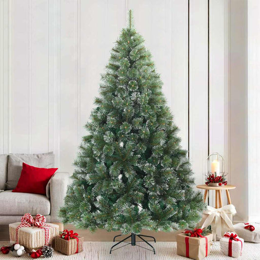 Artificial Hinged Christmas Tree Snow Flocked White 210 cm