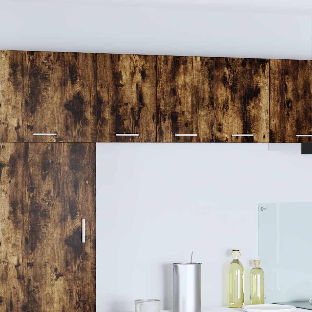 Hanging Cabinet with Door Smoked Oak and White 30 x 31 x 40 cm