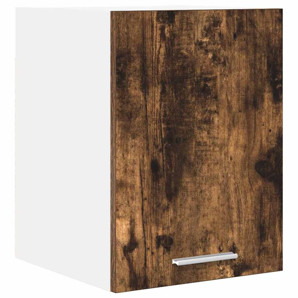 Hanging Cabinet with Door Smoked Oak and White 30 x 31 x 40 cm