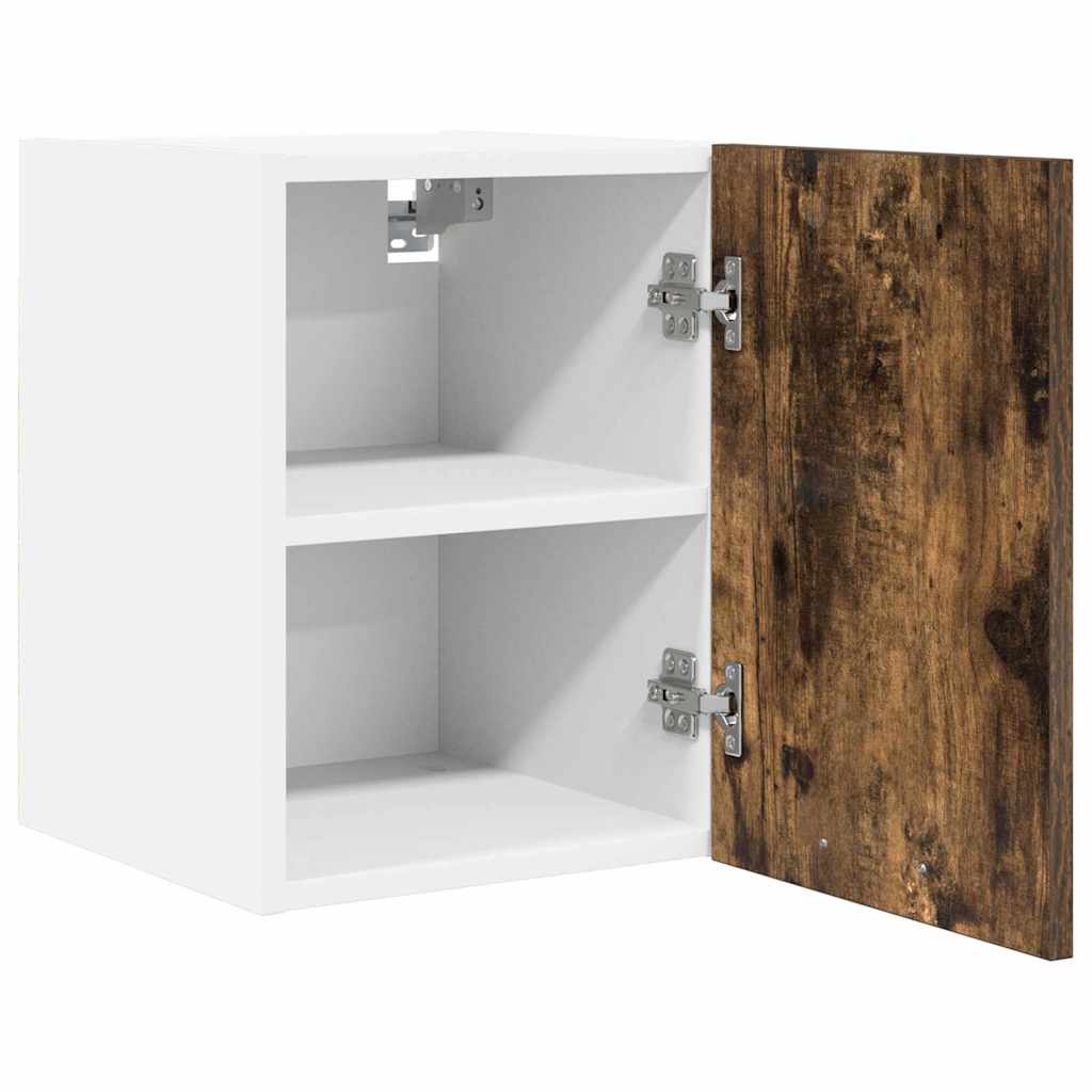 Hanging Cabinet with Door Smoked Oak and White 30 x 31 x 40 cm
