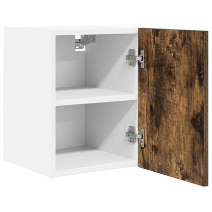 Hanging Cabinet with Door Smoked Oak and White 30 x 31 x 40 cm