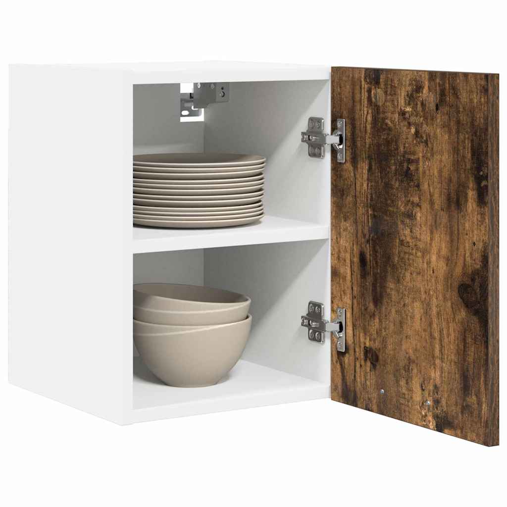 Hanging Cabinet with Door Smoked Oak and White 30 x 31 x 40 cm