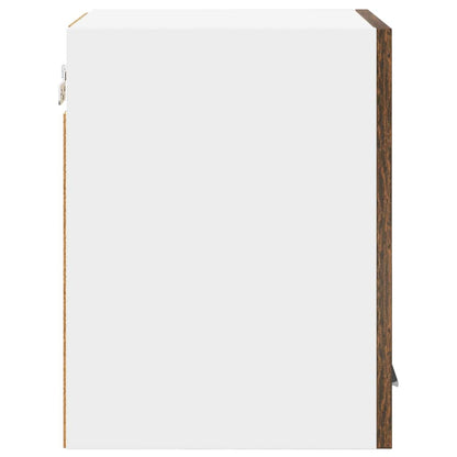 Hanging Cabinet with Door Smoked Oak and White 30 x 31 x 40 cm