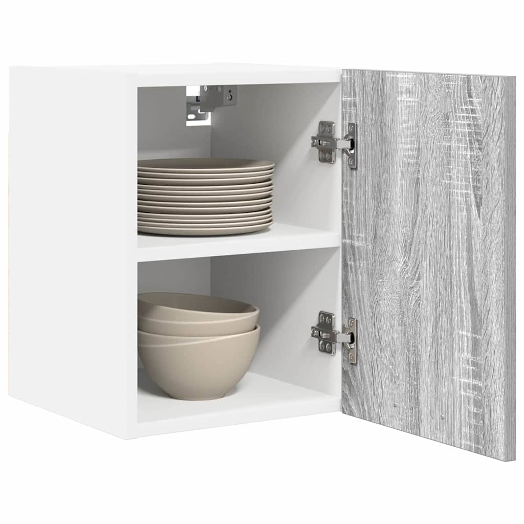 Hanging Cabinet with Door Grey Sonoma and White 30 x 31 x 40 cm
