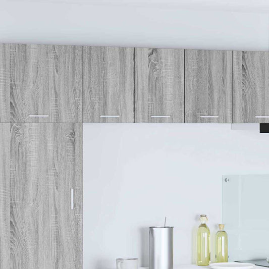 Hanging Cabinet 2 pcs Grey Sonoma and White Engineered Wood