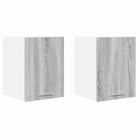 Hanging Cabinet 2 pcs Grey Sonoma and White Engineered Wood
