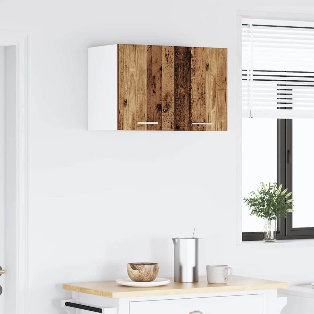 Hanging Cabinet with Storage Old Wood and White 30 x 31 x 40 cm