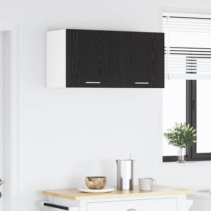 Hanging Cabinet with Door Black Oak and White 40 x 31 x 40 cm