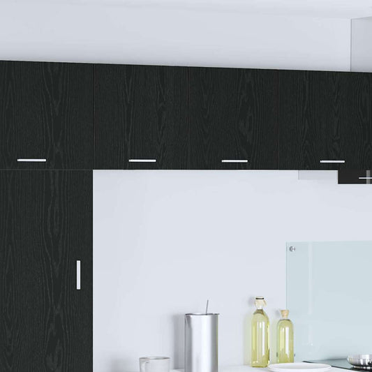 Hanging Cabinet 2 pcs Black Oak and White Engineered Wood