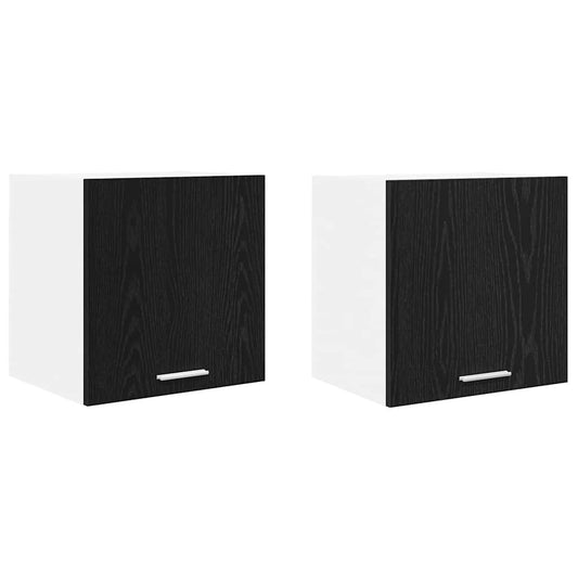 Hanging Cabinet 2 pcs Black Oak and White Engineered Wood