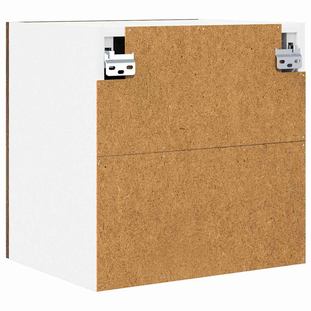 Hanging Cabinet with Door Smoked Oak and White 40 x 31 x 40 cm