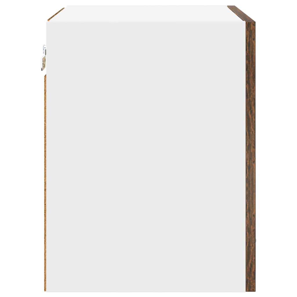 Hanging Cabinet with Door Smoked Oak and White 40 x 31 x 40 cm