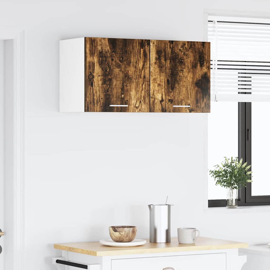 Hanging Cabinet 2 pcs Smoked Oak and White 40 x 31 x 40 cm