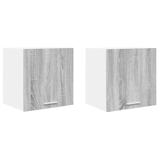 Hanging Cabinet 2 pcs Grey Sonoma and White Engineered Wood