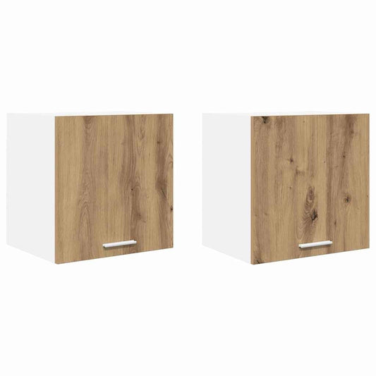 Hanging Cabinet 2 pcs Artisan Oak and White Engineered Wood
