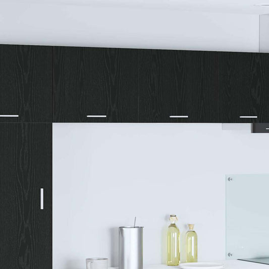 Hanging Cabinet 2 pcs Black Oak and White Engineered Wood