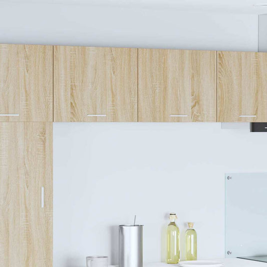 Hanging Cabinet 2 pcs Sonoma Oak and White Engineered Wood