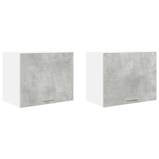 Hanging Cabinet 2 pcs Concrete Grey and White Engineered Wood