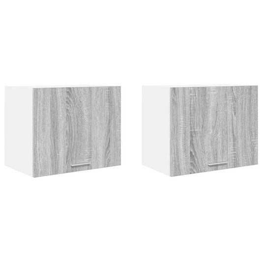 Hanging Cabinet 2 pcs Grey Sonoma and White Engineered Wood