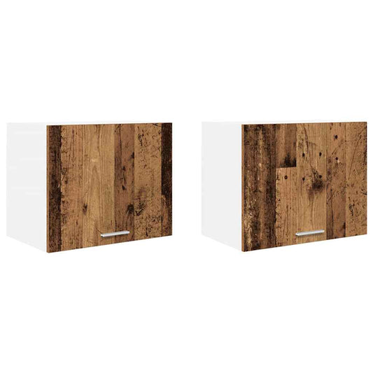 Hanging Cabinet 2 pcs Old Wood and White Engineered Wood