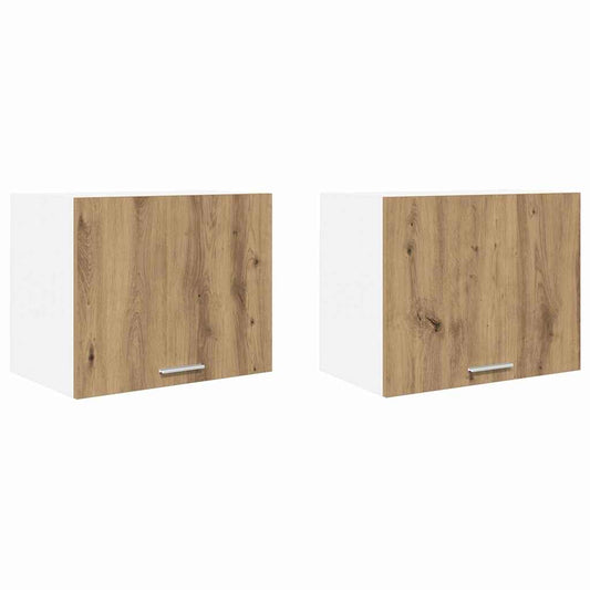 Hanging Cabinet 2 pcs Artisan Oak and White Engineered Wood