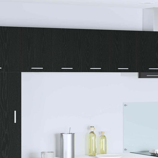 Hanging Cabinet 2 pcs Black Oak and White Engineered Wood