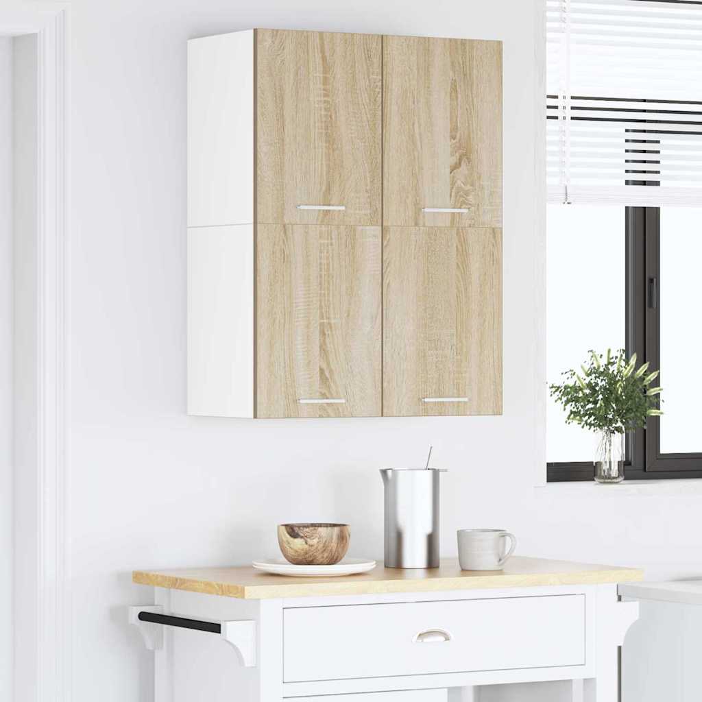 Hanging Cabinet 2 pcs Sonoma Oak and White 60 x 31 x 40 cm