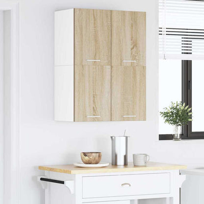 Hanging Cabinet 2 pcs Sonoma Oak and White 60 x 31 x 40 cm