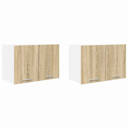 Hanging Cabinet 2 pcs Sonoma Oak and White 60 x 31 x 40 cm