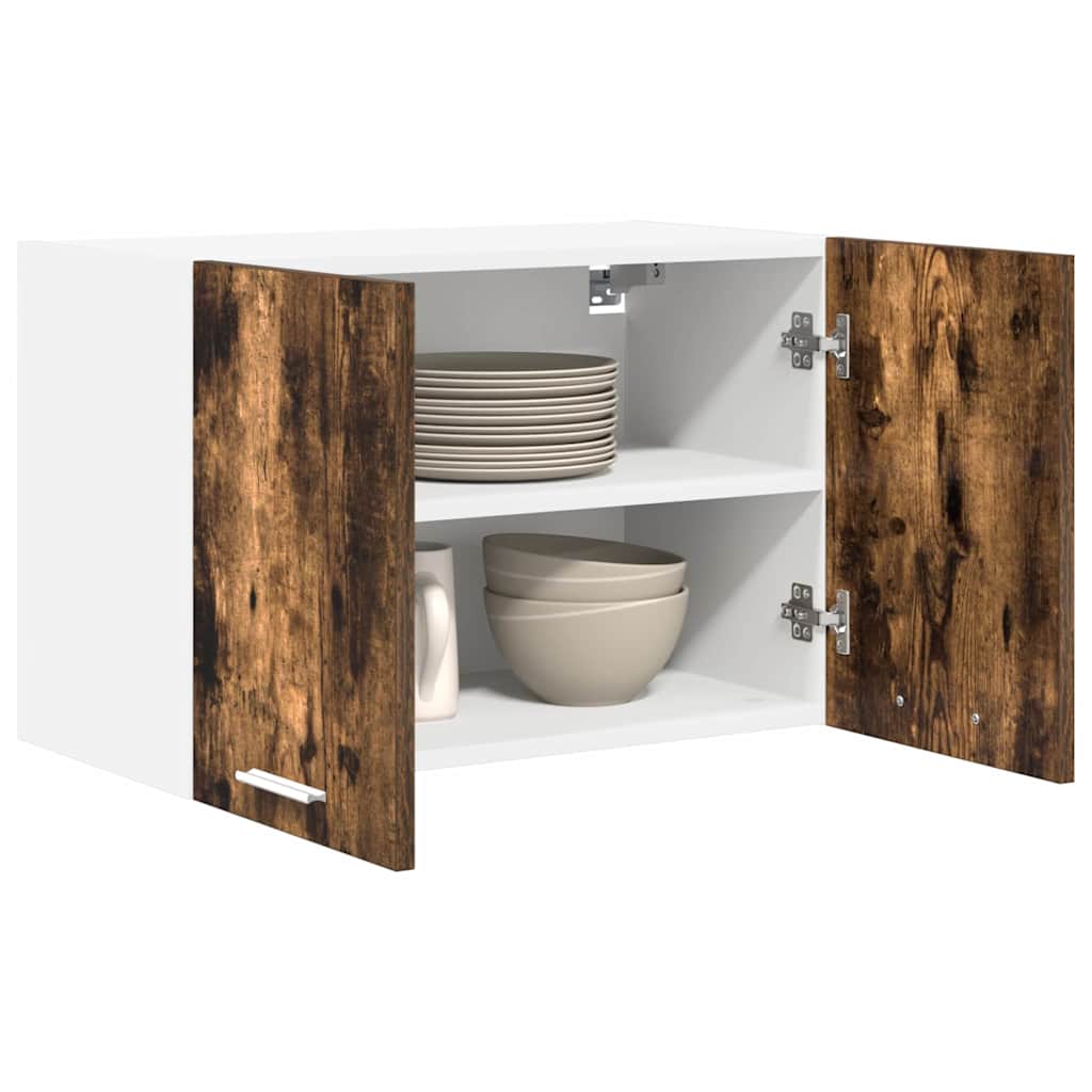 Hanging Cabinet with Door Smoked Oak and White 60 x 31 x 40 cm