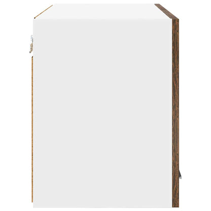 Hanging Cabinet with Door Smoked Oak and White 60 x 31 x 40 cm