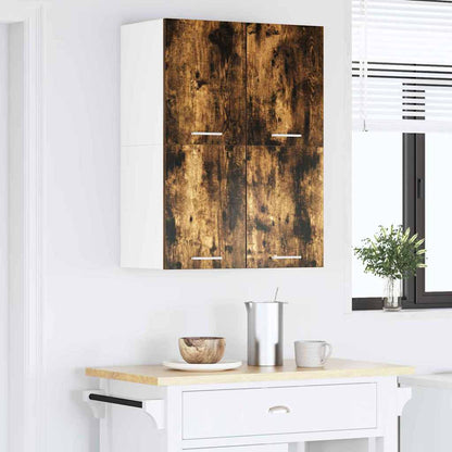 Hanging Cabinet 2 pcs Smoked Oak and White 60 x 31 x 40 cm