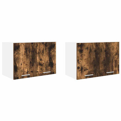 Hanging Cabinet 2 pcs Smoked Oak and White 60 x 31 x 40 cm