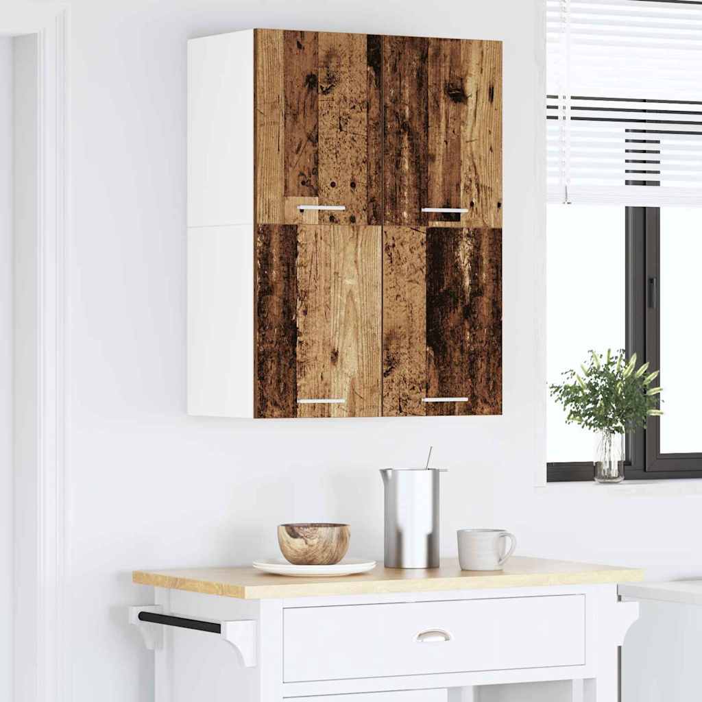 Hanging Cabinet 2 pcs Old Wood and White 60 x 31 x 40 cm